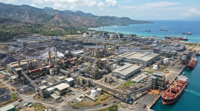 Industrial nickel smelter facility and supply chain logistics setup in Indonesia